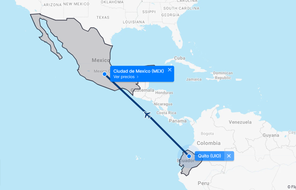 Vuelos directos desde Quito a Ciudad de México