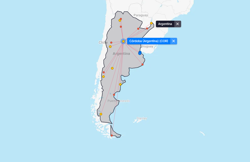 Rutas Directas desde Córdoba (COR)